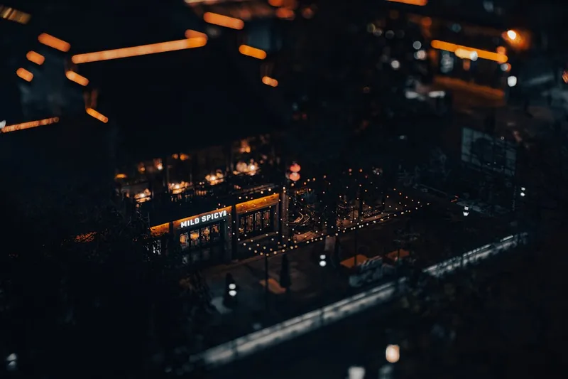 a city street at night